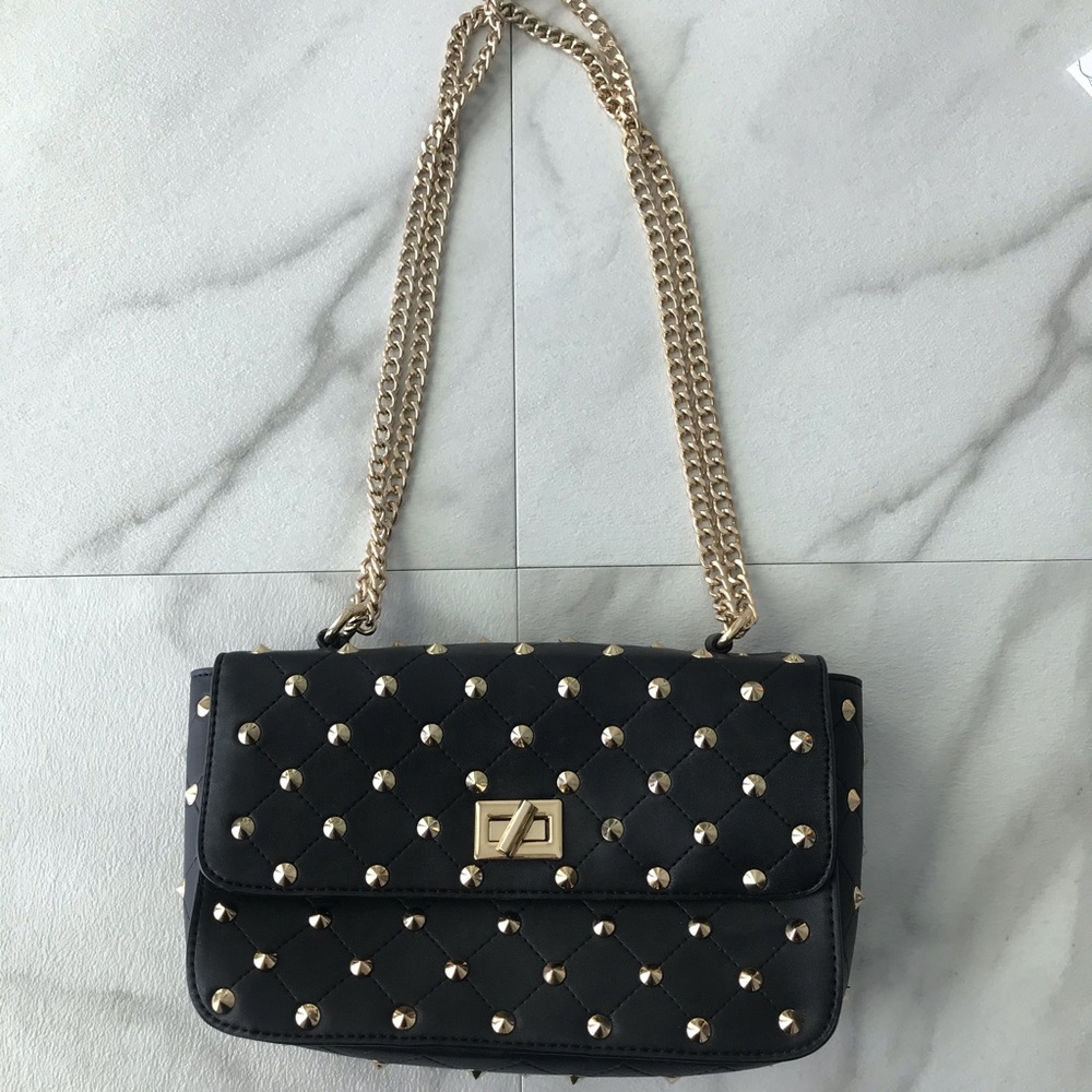 Forever 21 Studded Black and Gold Mini Purse